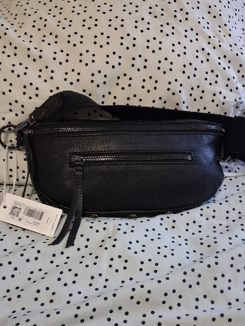 Hammitt- Medium Charles Black Leather Crossbody Belt Bag